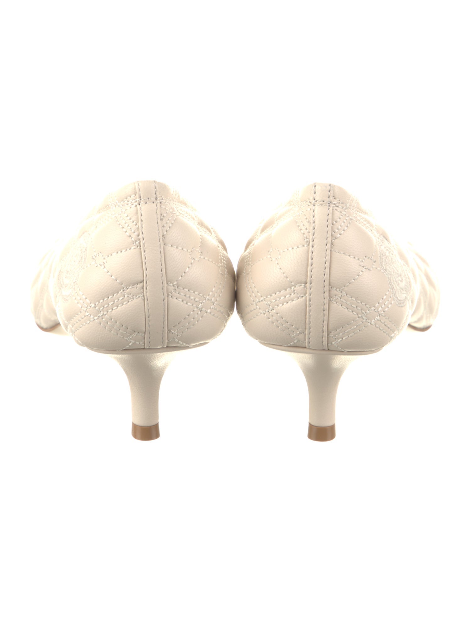 Burberry Leather Embroidered Accent Pumps